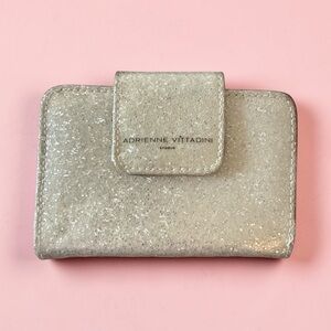 Adrienne Vittadini Studio Glitter Wallet | Champagne Beige | Compact Bifold